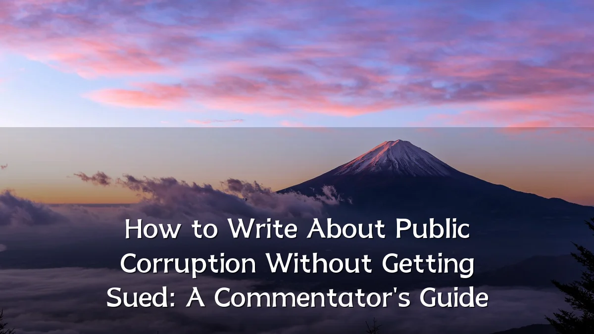 How to Write About Public Corruption Without Getting Sued: A Commentator's Guide